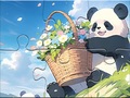 Juego Jigsaw Puzzle: Basket Flower Panda