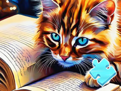 Juego Jigsaw Puzzle: Cat Reading