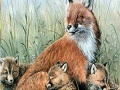 Juego Fox family in the nature puzzle