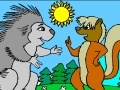 Juego Coloring: Hedgehog and squirrel on the lawn